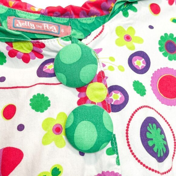 Jelly The Pug Girls Spring Floral Hooded Ruffle Tunic Dress Size 6 - Picture 3 of 4